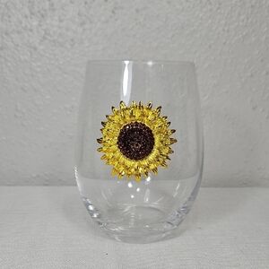 Sunflower Embellished Glass Tumbler